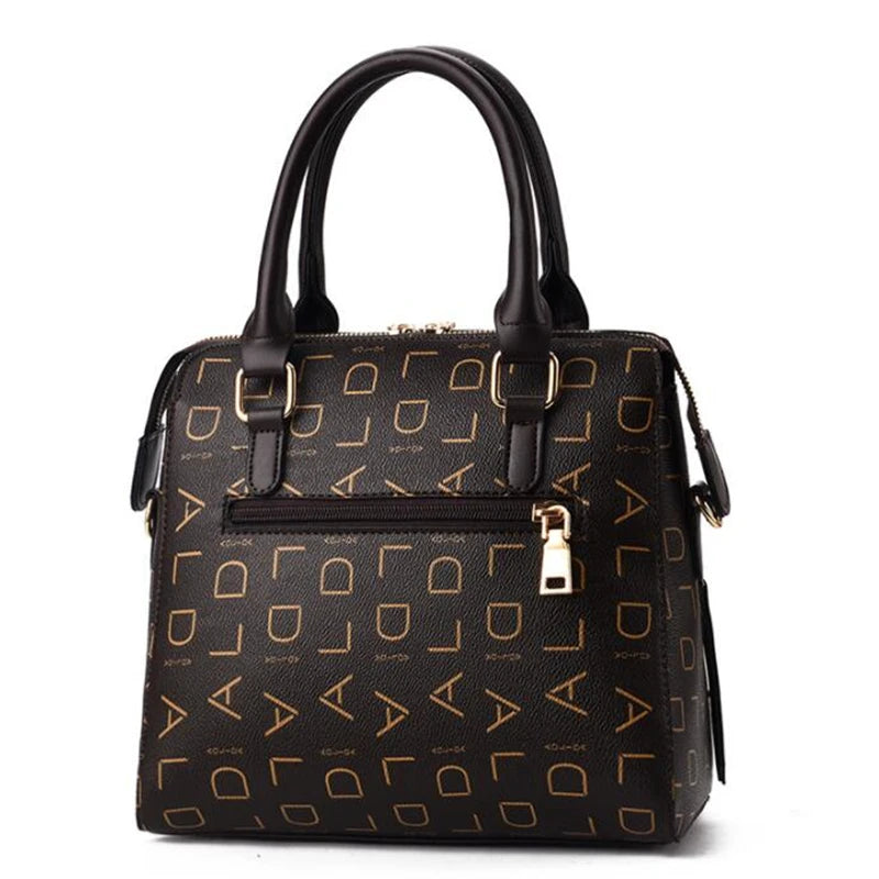 Bolsa Feminina com Letras– Bolsa de Mão Couro PU,