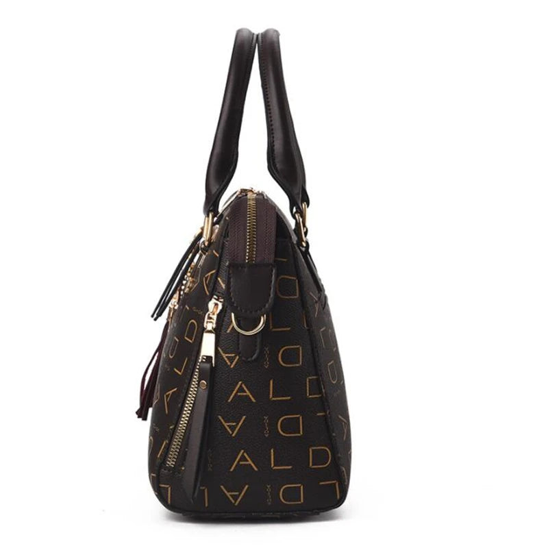 Bolsa Feminina com Letras– Bolsa de Mão Couro PU,