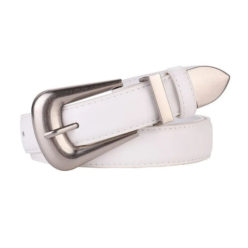 Cinto de Couro Feminino com Fivela Dourada