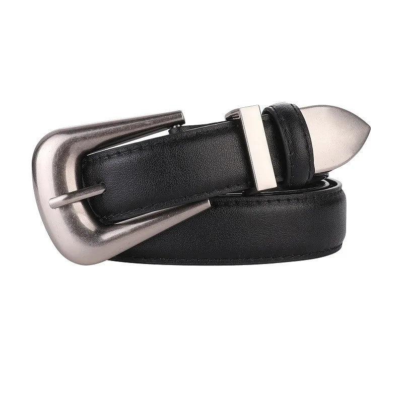 Cinto de Couro Feminino com Fivela Dourada