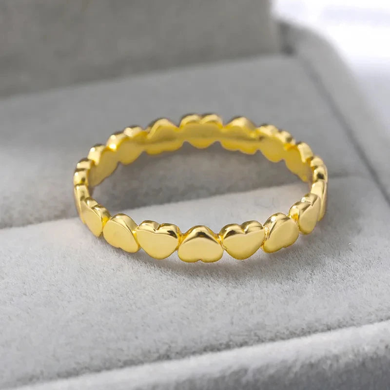 Anel Coração Dourado Feminino – Aço Inox Luxo