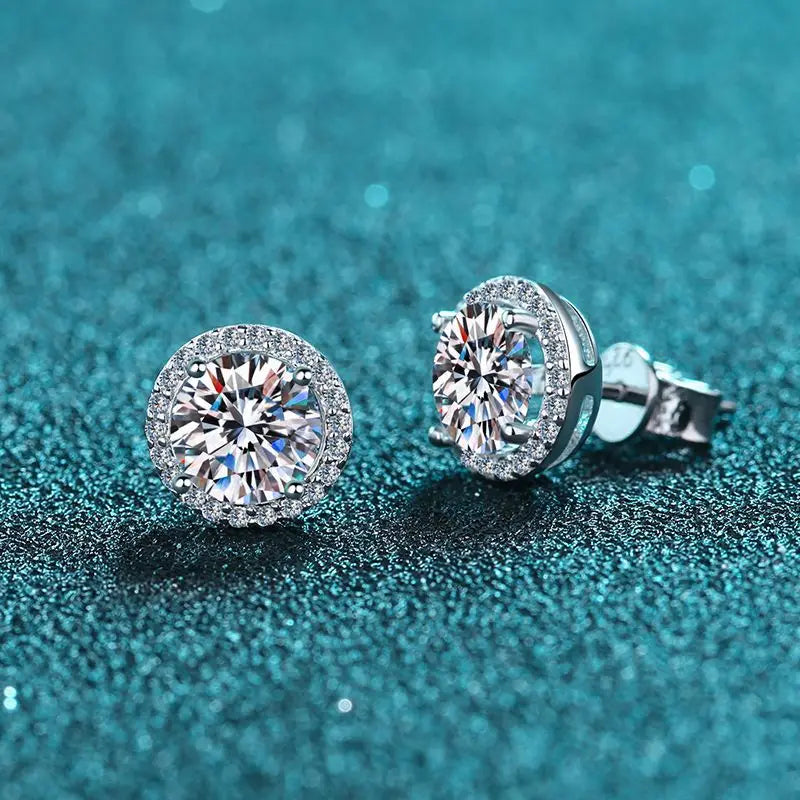 Brinco Solitário Moissanite – Prata Esterlina 925
