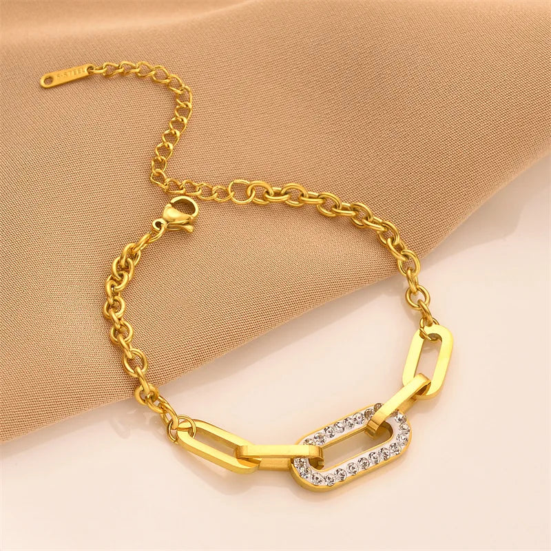 Pulseira Feminina Geométrica Banhada a Ouro