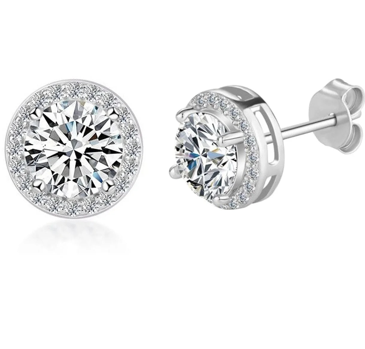 Brinco Solitário Moissanite – Prata Esterlina 925
