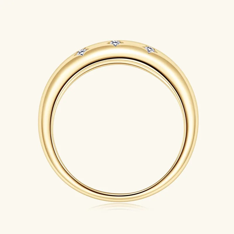 Anel Chunky Moissanite Dourado – Prata 925 com Cravação Luxo