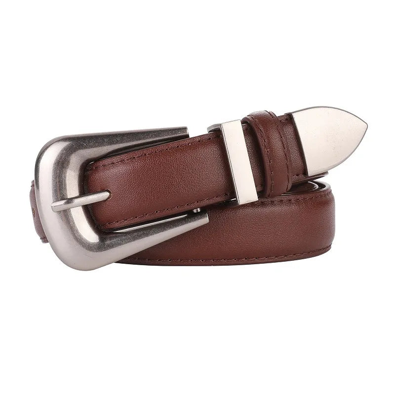 Cinto de Couro Feminino com Fivela Dourada