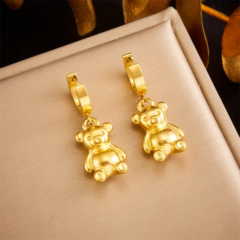 Conjunto de Colar e Brincos com Pingente de Ursinho