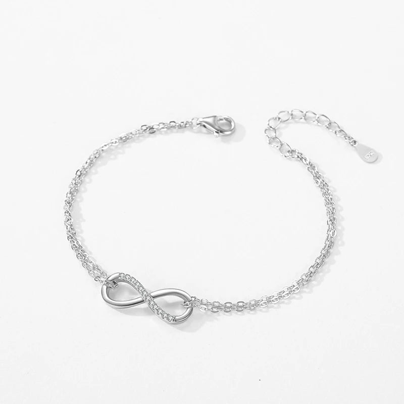 Pulseira Amor Infinito – Prata 925 com Zircônias e Ajustável