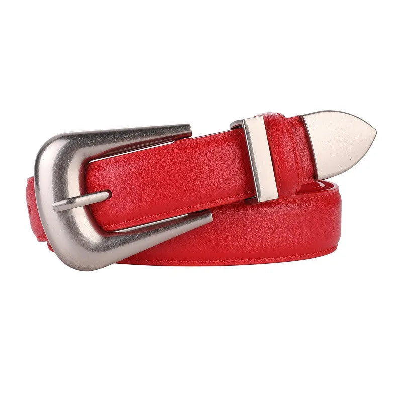 Cinto de Couro Feminino com Fivela Dourada