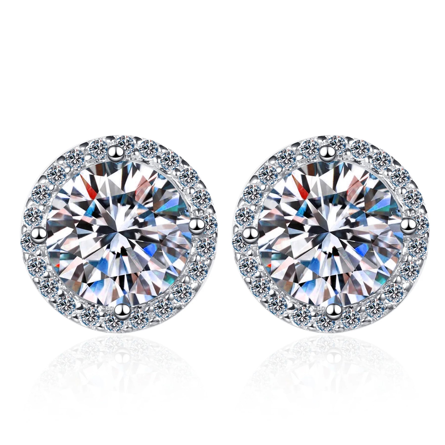 Brinco Solitário Moissanite – Prata Esterlina 925