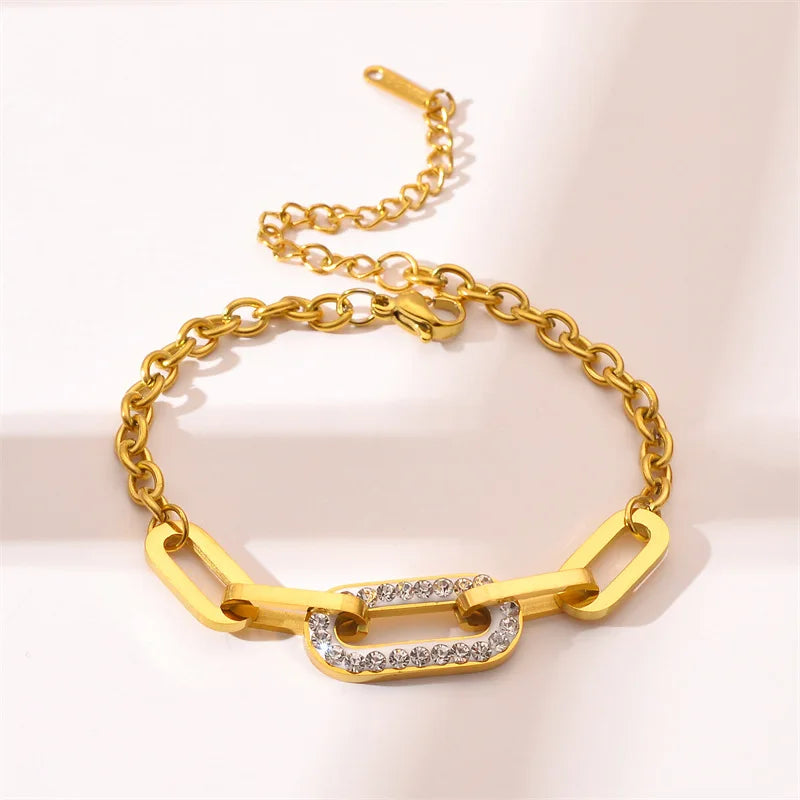 Pulseira Feminina Geométrica Banhada a Ouro
