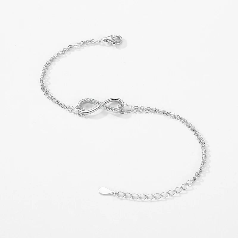 Pulseira Amor Infinito – Prata 925 com Zircônias e Ajustável