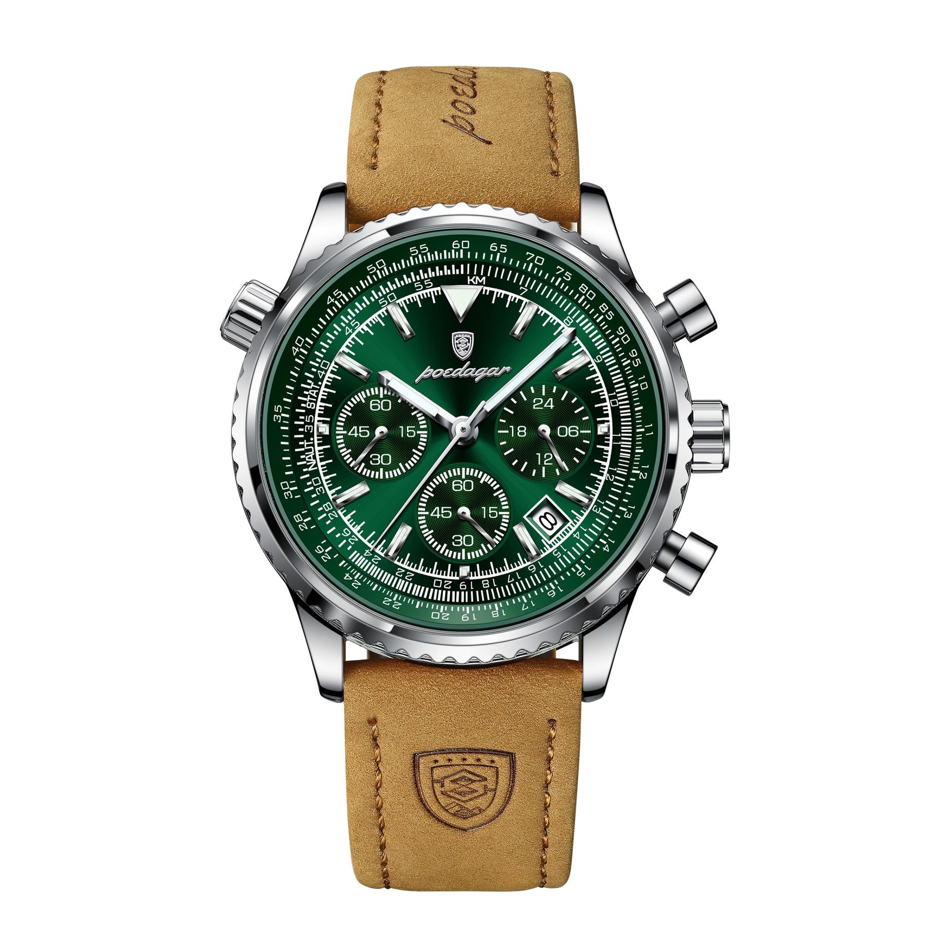 Relógio Masculino Esportivo Pulseira de Couro à Prova d'Água