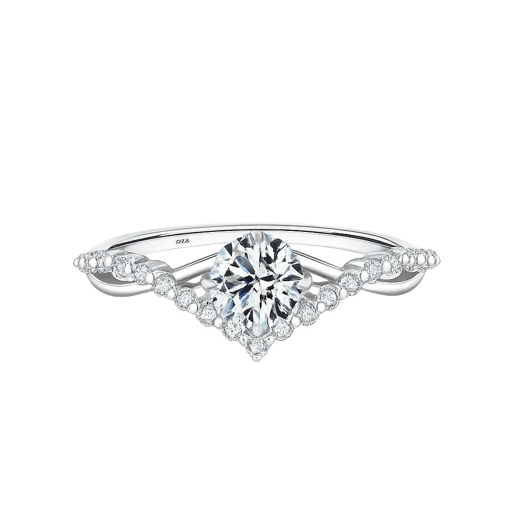Anel Coroa com Moissanite – Prata 925
