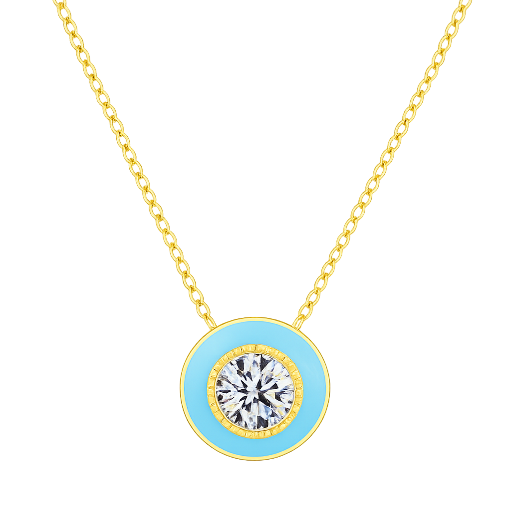 Colar Tiffany Prata 925 com Pingente Azul e Zircônia