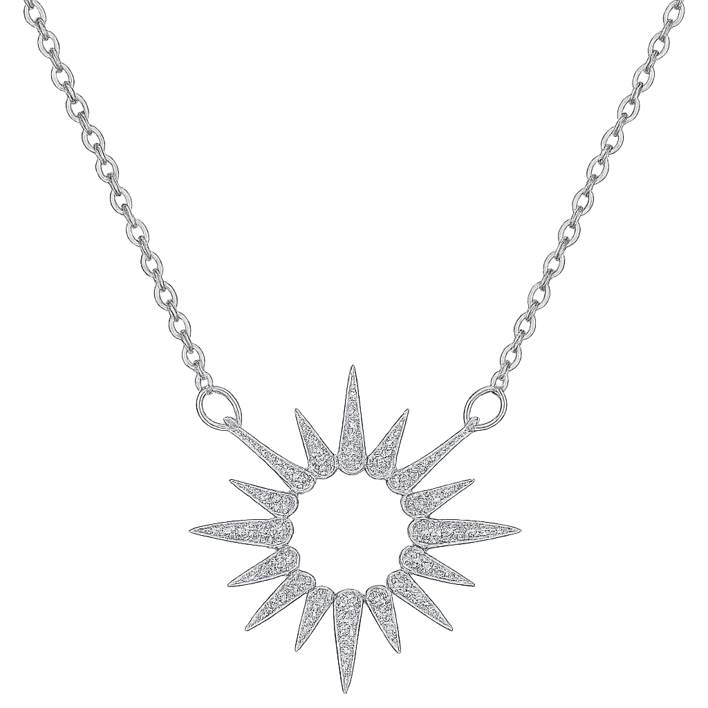 Colar Feminino Pingente Sol com Zircônia Brilhante – Prata 925