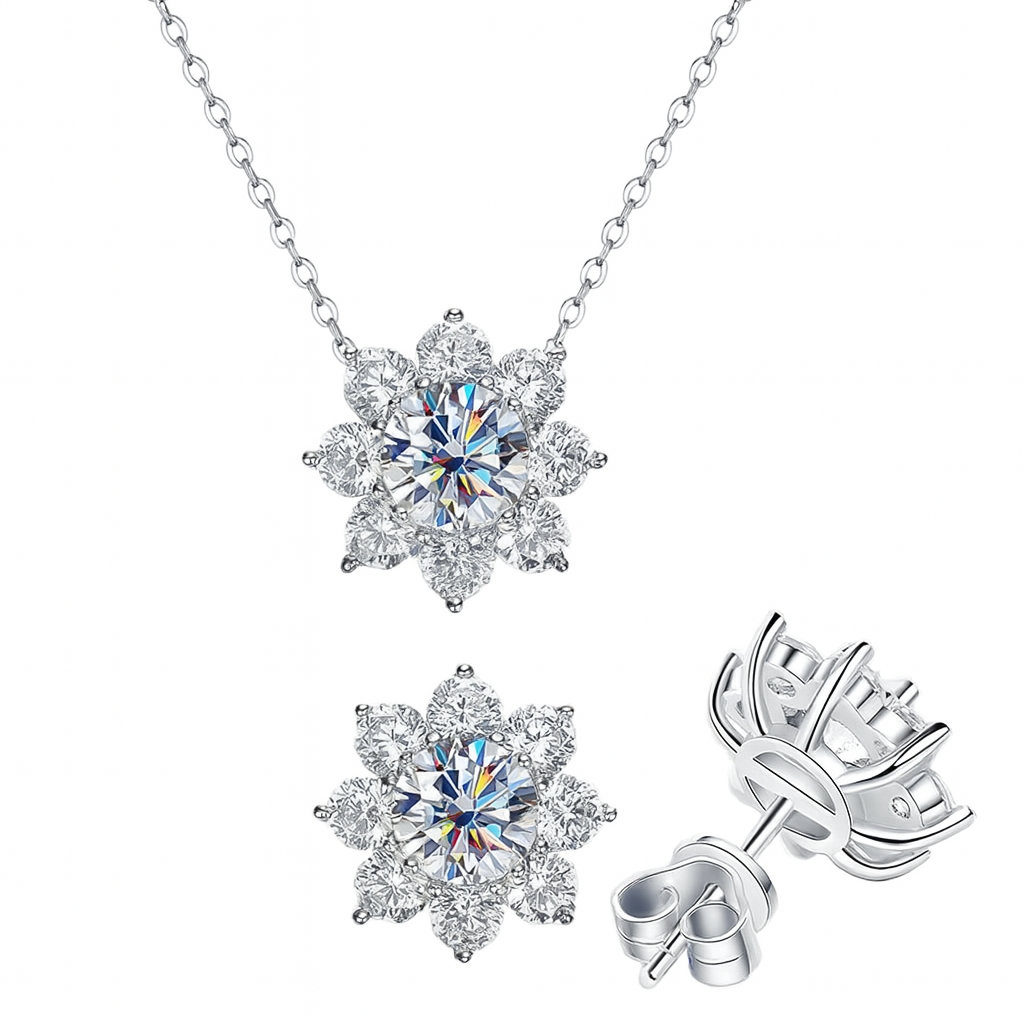 Conjunto de Joias Floratta em Prata 925 com Moissanite