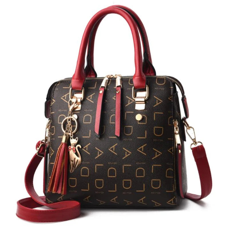 Bolsa Feminina com Letras– Bolsa de Mão  Couro PU,