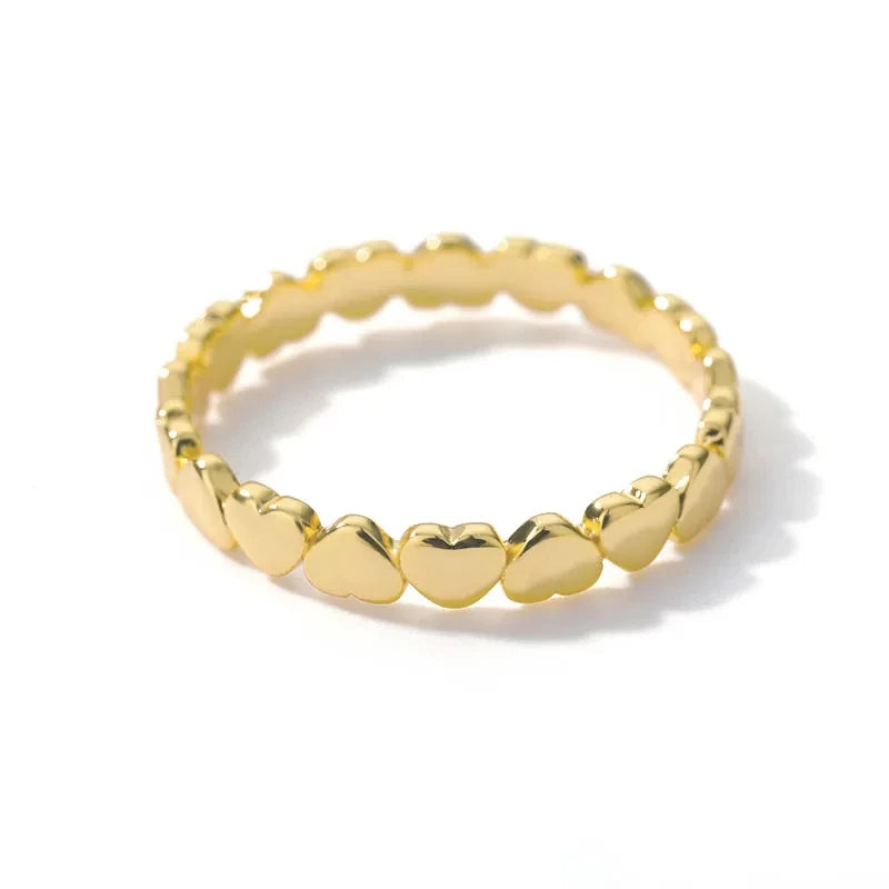 Anel Coração Dourado Feminino – Aço Inox Luxo