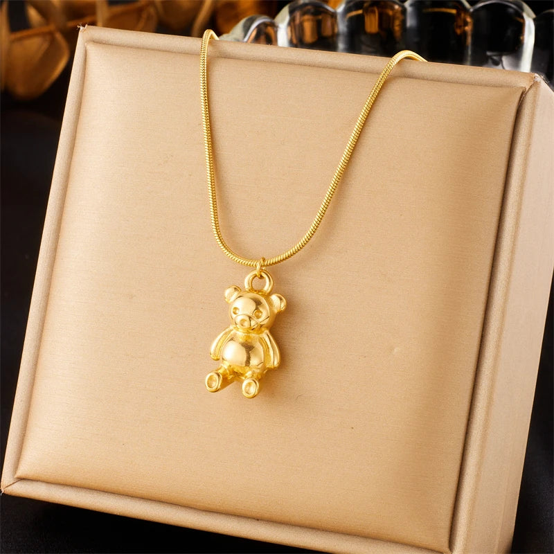 Conjunto de Colar e Brincos com Pingente de Ursinho
