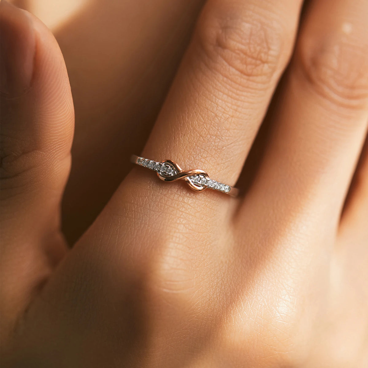 Anel Feminino Amor Infinito – Prata 925 Banhado a Ouro Rose
