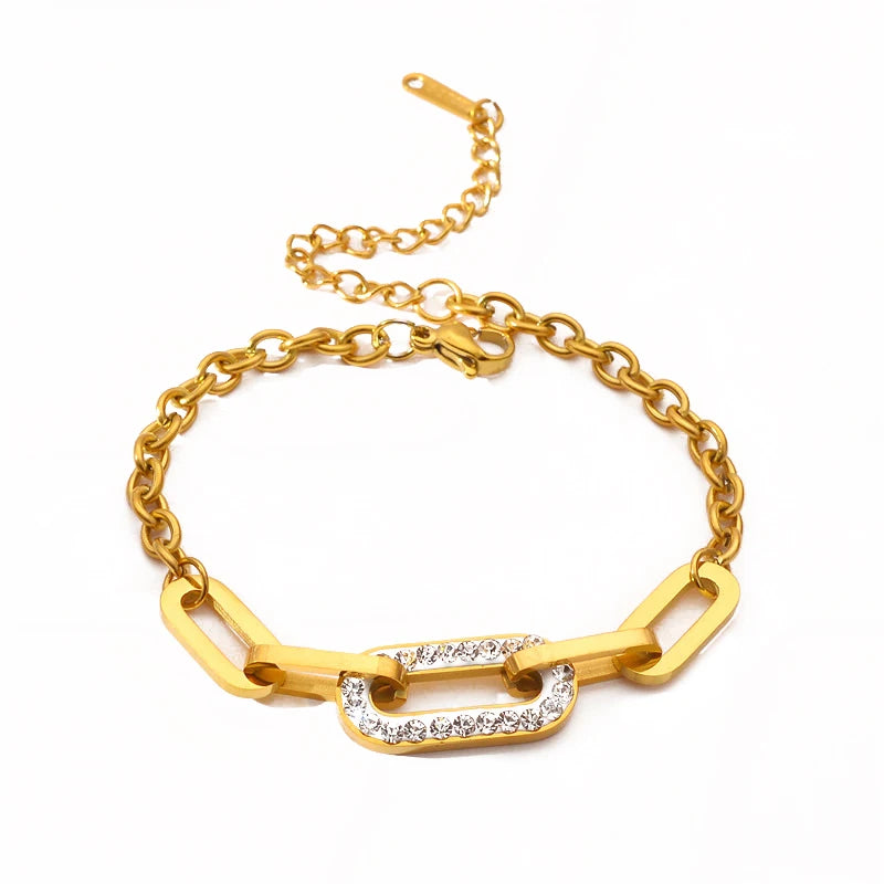 Pulseira Feminina Geométrica Banhada a Ouro