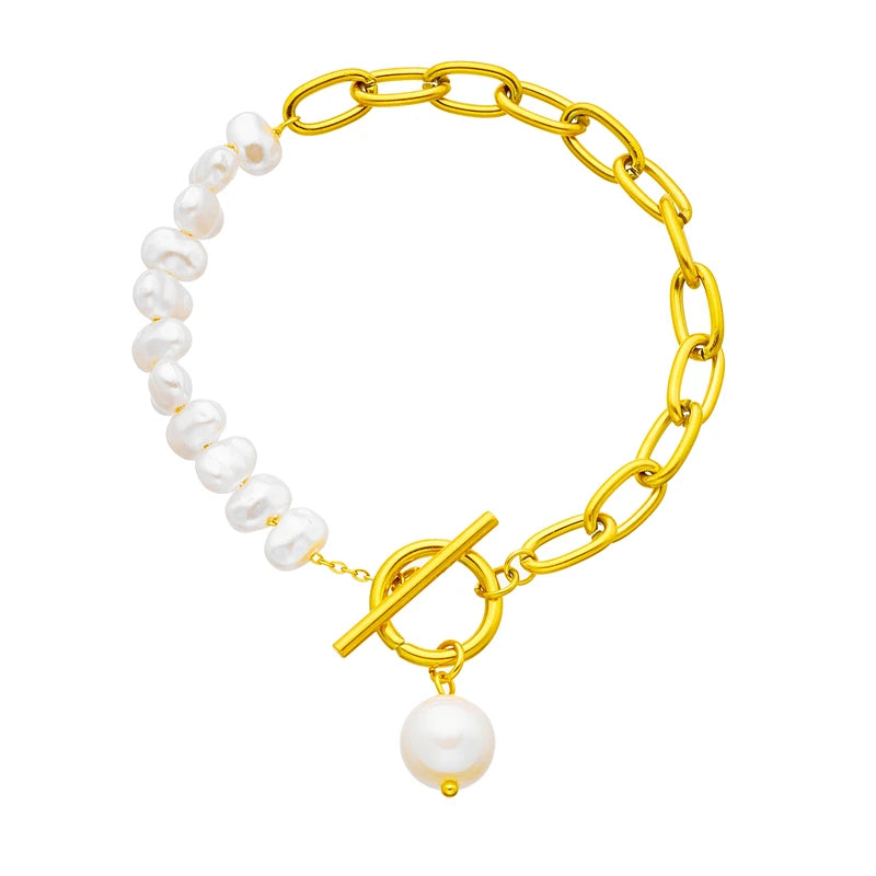 Pulseira  Aço Inox com Pérola
