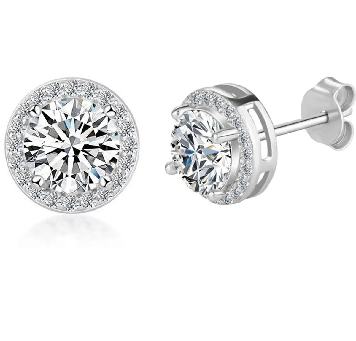 Brinco Solitário Moissanite – Prata Esterlina 925