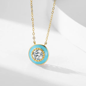 Colar Tiffany Prata 925 com Pingente Azul e Zircônia