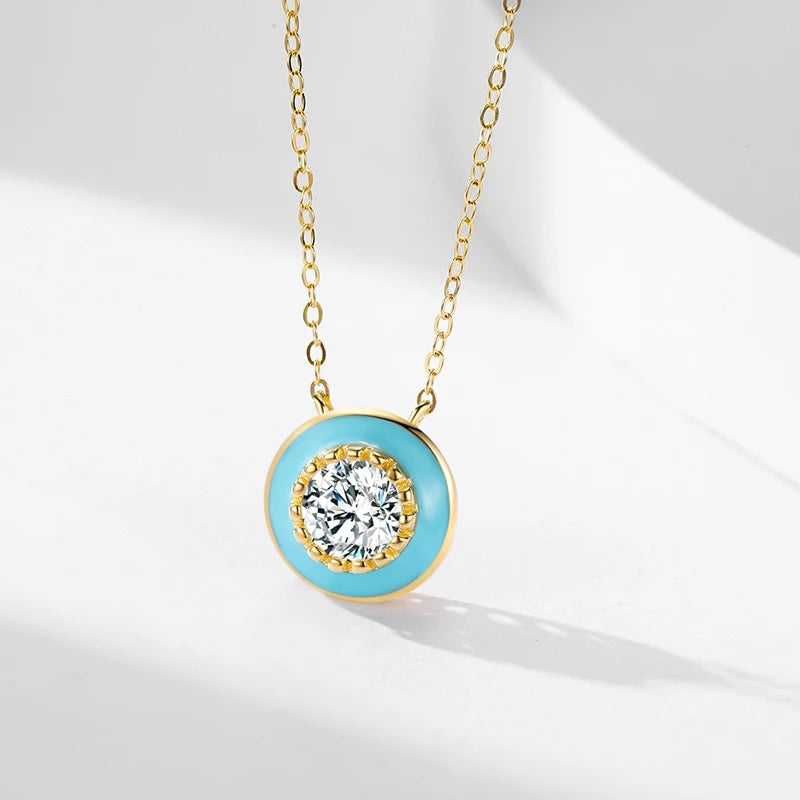 Colar Tiffany Prata 925 com Pingente Azul e Zircônia