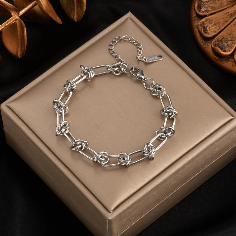 Pulseira Dourada nó em Aço