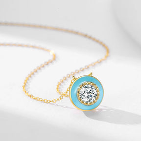 Colar Tiffany Prata 925 com Pingente Azul e Zircônia