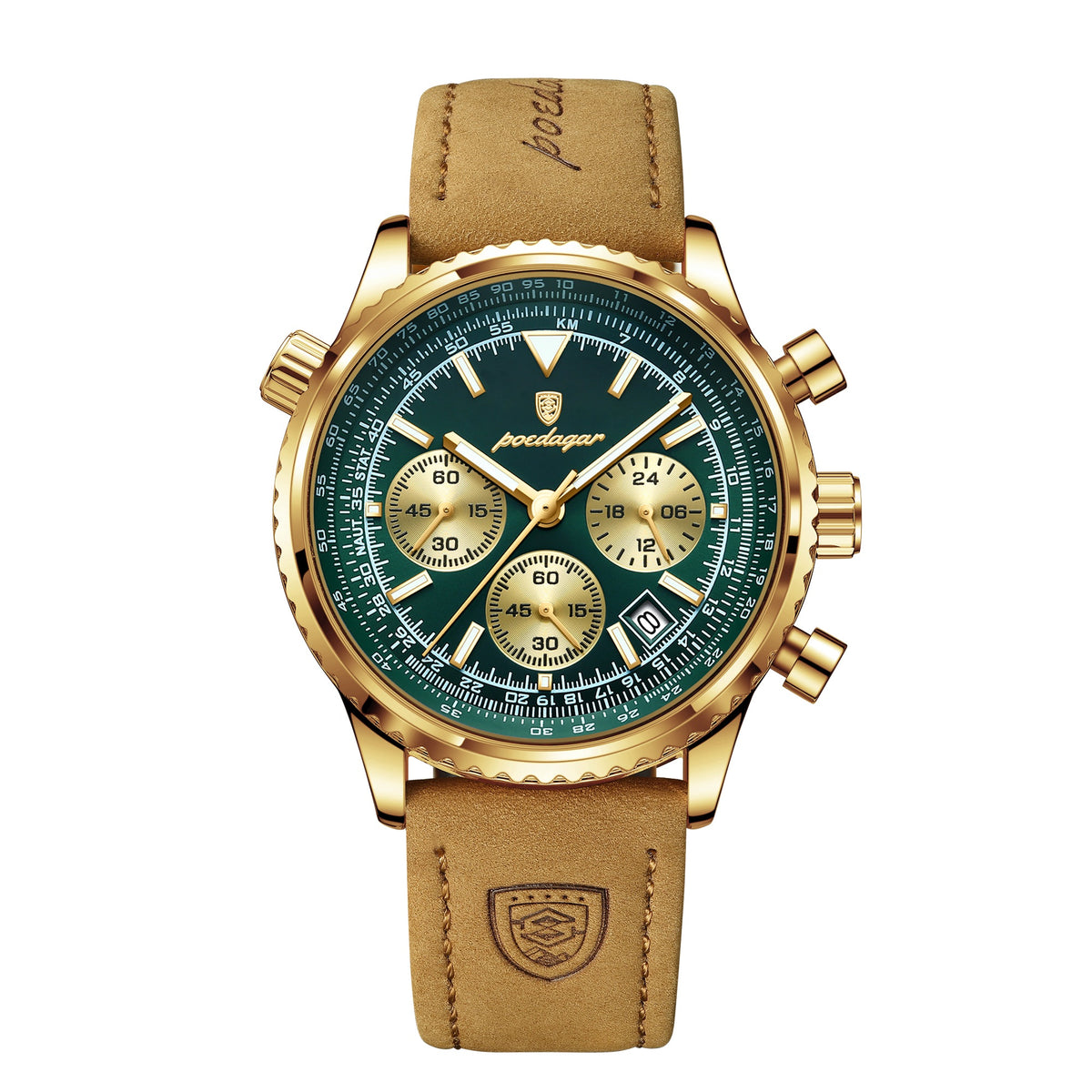 Relógio Masculino Esportivo Pulseira de Couro à Prova d'Água