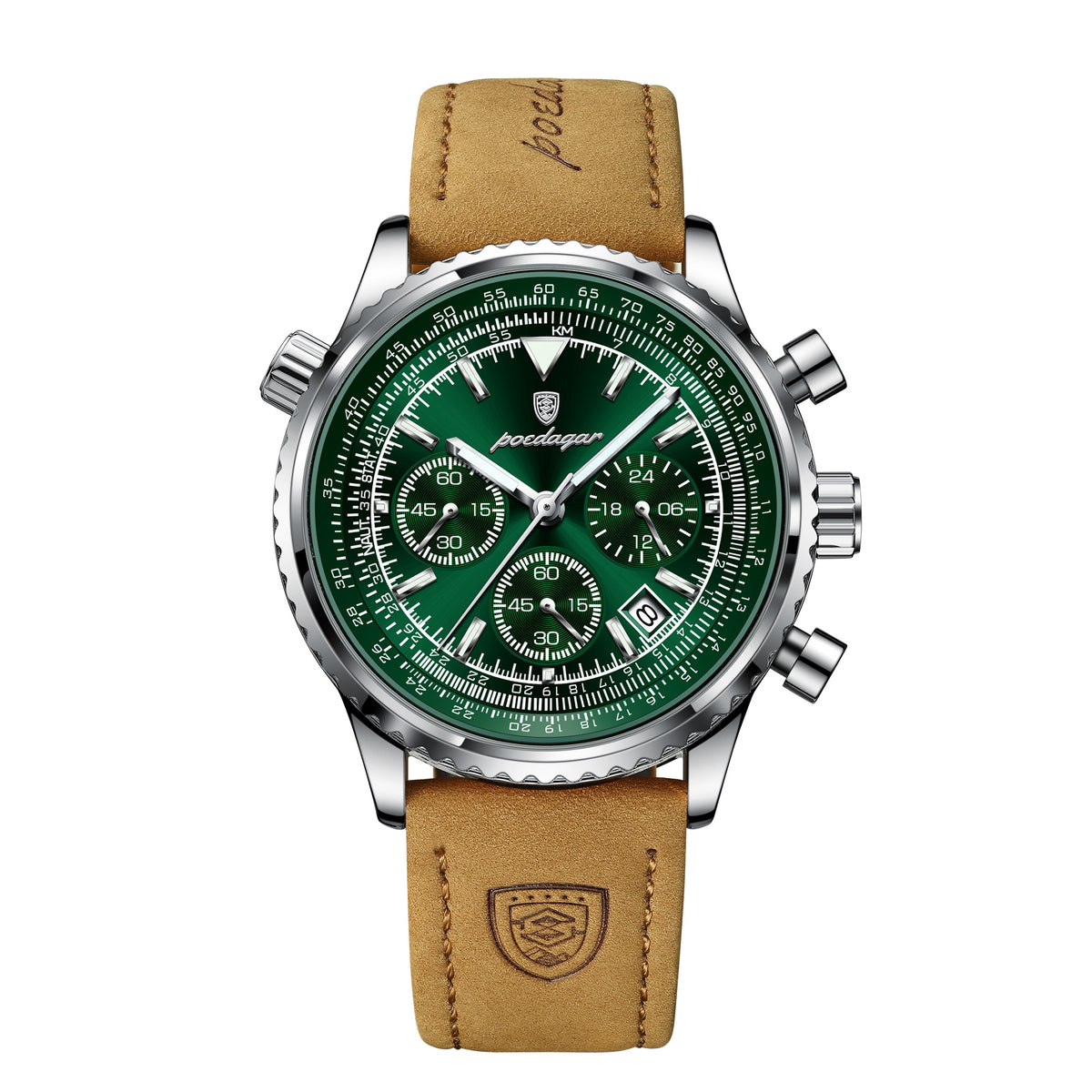 Relógio Masculino Esportivo Pulseira de Couro à Prova d'Água