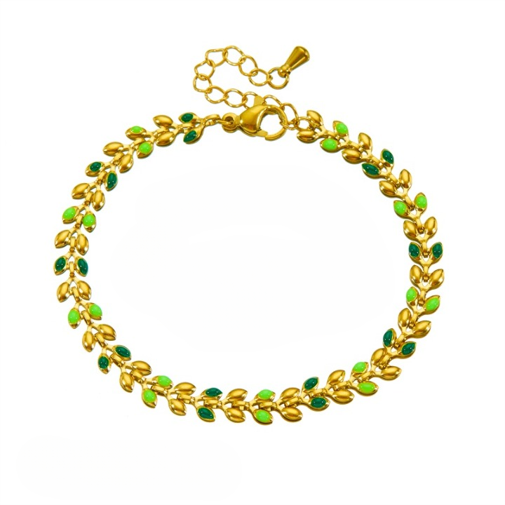 Pulseira Ramo de Oliveira Banhado a Ouro